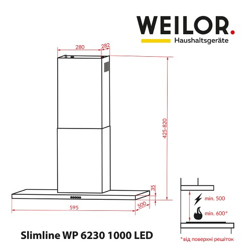 Витяжка Т-подібна Weilor WP 6230 WH 1000 LED - 6