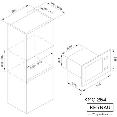 Встраиваемая микроволновая печь Kernau KMO 254 G W - 2