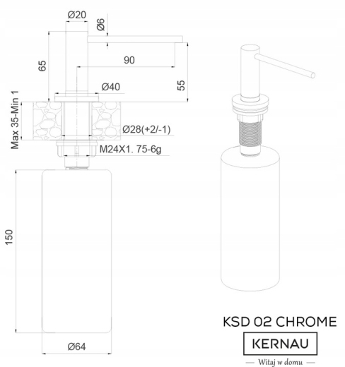 Хромовый дозатор жидкости 500 мл Kernau KSD 02 - 2