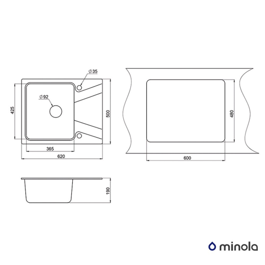 Мойка кухонная гранитная Minola MPG 1140-62 Эспрессо - 3