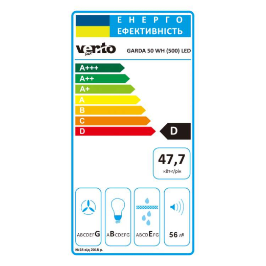 Витяжка VENTOLUX GARDA 50 WH (500) LED - 8