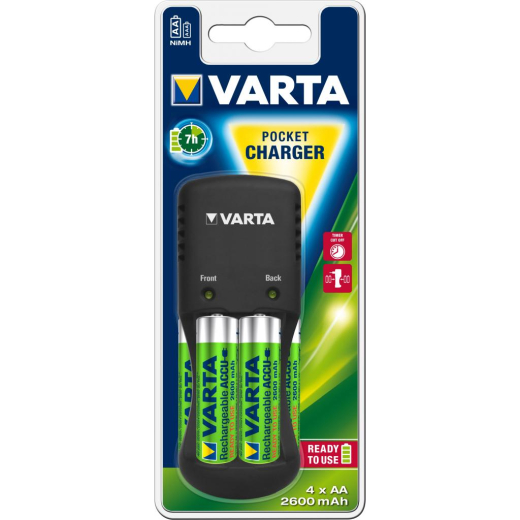 Зарядний пристрій Varta Pocket Charger + 4AA 2600 mAh NI-MH (57642101471) - 1