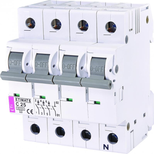 Автоматичний вимикач ETI ETIMAT 6 3p+N 25А C 6кА (2146518) - 1