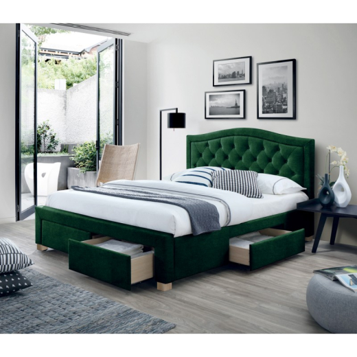 Двоспальне ліжко Signal Electra Velvet 160x200 Зелений - 1