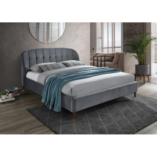 Двуспальная кровать Signal  Liguria Velvet 160X200 Серый - 1