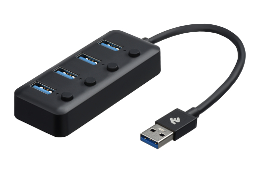 Адаптер 2Е USB-A to 4*USB3.0, Hub with switch, 0.25 м - 1