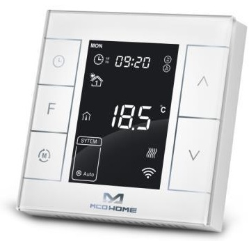 Розумний термостат MCO Home для водяної теплої підлоги/водонагрівача, Z-Wave, 230V АС, 10А, білий - 1