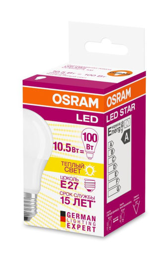 Лампа светодиодная OSRAM LED STAR A100 10,5W (1055Lm) 4000K E27 - 1
