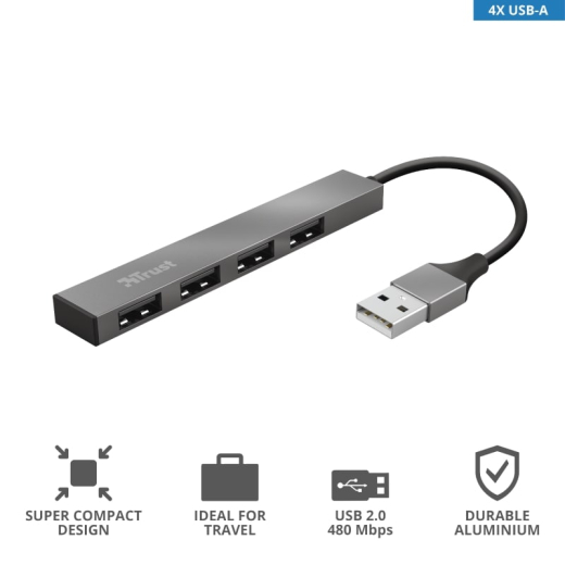 Мультипортовый адаптер Trust Halyx 4-Port USB-A 3.2 Aluminium (23327) - 10