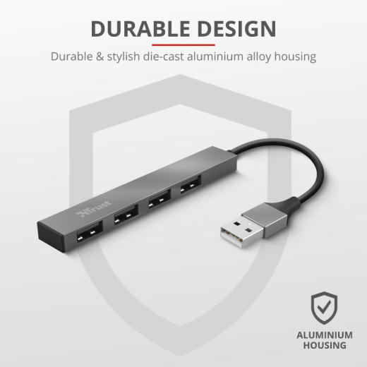 Мультипортовый адаптер Trust Halyx 4-Port USB-A 3.2 Aluminium (23327) - 8