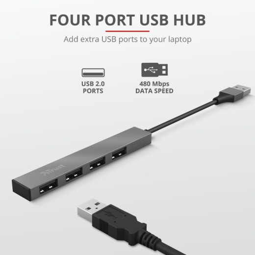 Мультипортовый адаптер Trust Halyx 4-Port USB-A 3.2 Aluminium (23327) - 9