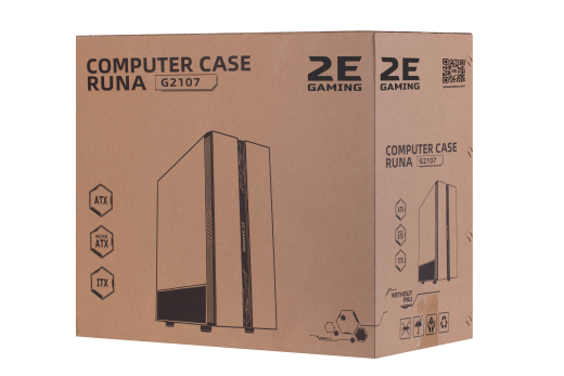 Корпус 2E Gaming RUNA (G2107) MidT, 2*USB2.0,1*USB3.0, лента ARGB,стекло (бок.пан.),без БП,черн. - 3