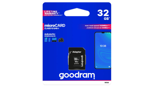 Карта памяти GOODRAM MicroSD 32 ГБ класса 10 + SD-адаптер 100 МБ/с - 4