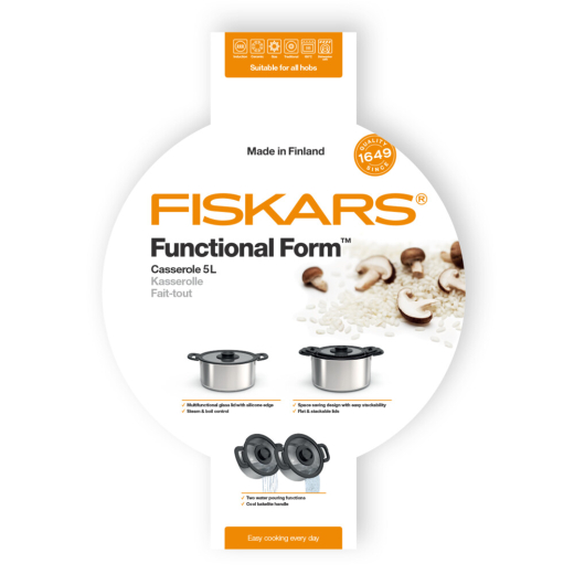 Fiskars Каструля Functional Form, скляна кришка, 5 л, нерж. сталь - 3
