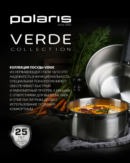 Чайник со свистком POLARIS Verde-2,2 L нерж. сталь, 2,2 л (015270) - 2