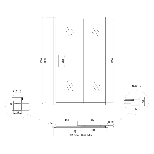 Душевая дверь в нишу Lidz Zycie SD120x185.CRM.FR, стекло Frost 5 мм - 2