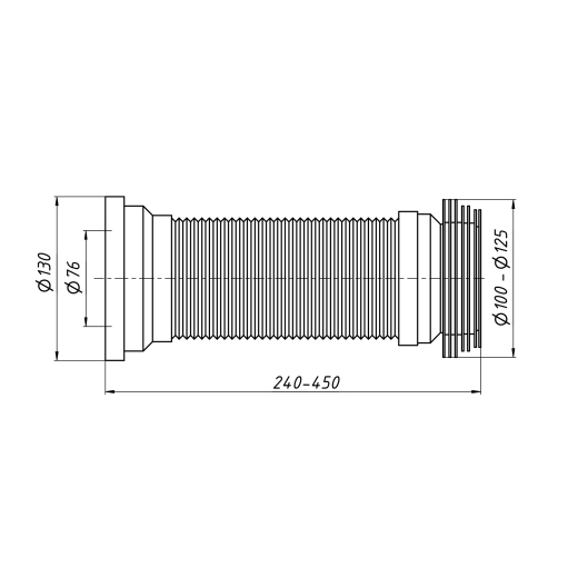 Гнучка труба для унітаза Lidz (WHI) 60 01 G001 01 довжина 550 мм - 2