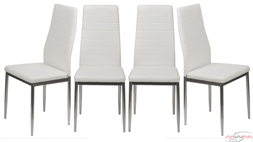 4 крісла MWM k1 еко шкіра білі, срібні ноги / 838E-788BI - 2
