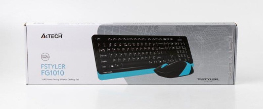 Комплект (клавиатура, мышь) беспроводной A4Tech FG1010 Black/Blue USB - 3