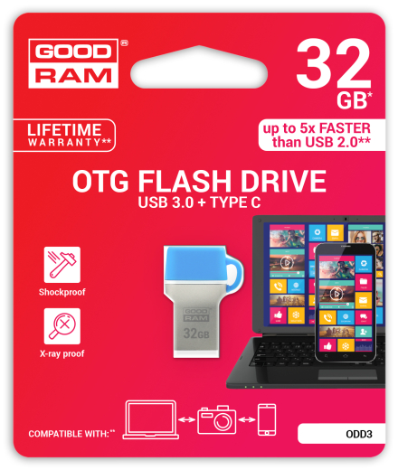 Флеш-накопитель USB3.0 32GB Type-C GOODRAM ODD3 (DualDrive) Blue (ODD3-0320B0R11) - 5