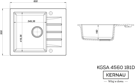 Кухонная мойка KERNAU KGSA 4560 1B1D Grey Metallic - 2