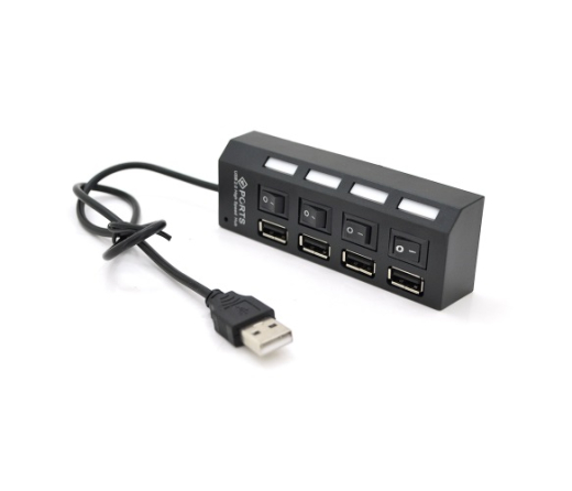 Мультипортовий адаптер Voltronic 4-ports USB2.0 Black (YT-HWS4HS-B/03943) - 1