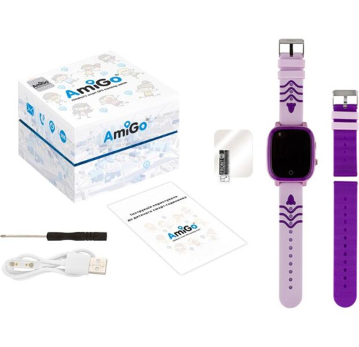 Дитячий розумний годинник AmiGo GO005 4G WIFI Thermometer Purple - 9