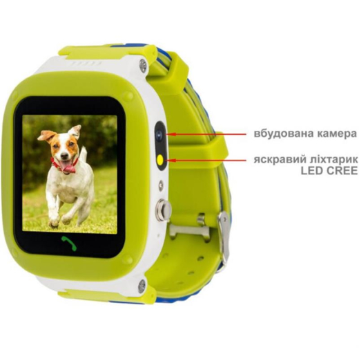 Детские умные часы AmiGo GO004 Splashproof Camera+LED Green - 4