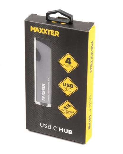 Мультипортовый адаптер Maxxter USB Type-C 4хUSB3.0 Dark Grey (HU3C-4P-02) - 3