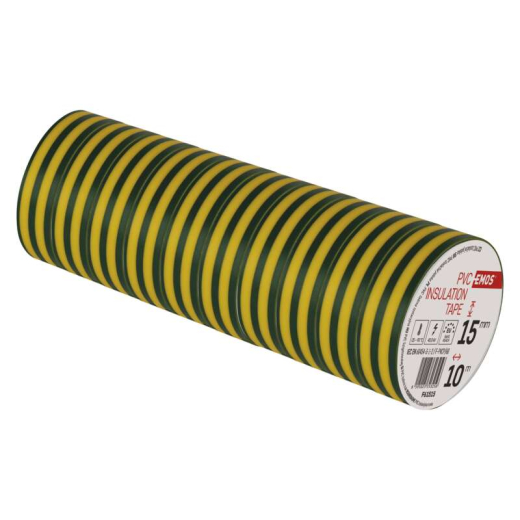 Стрічка ізоляційна EMOS ПВХ 15мм/10м жовта із зеленим (F61515) - 1
