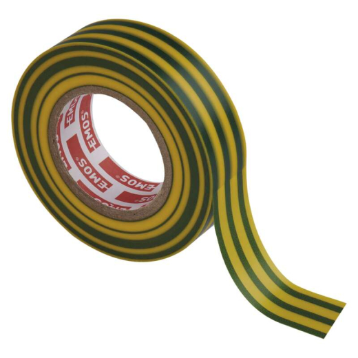 Лента изоляционная EMOS ПВХ 19мм / 20м желтая с зеленым (F61925) - 7