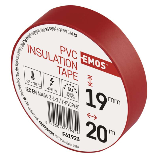 Лента изоляционная EMOS ПВХ 19мм / 20м красная (F61923/F619232) - 5