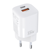Зарядний пристрій Choetech 1хUSB-C+1xUSB 33W PD QC3.0 PD5006 білий (PD5006-EU-WH) Зарядний пристрій Choetech 1хUSB-C+1xUSB 33W PD QC3.0 PD5006 білий (PD5006-EU-WH)