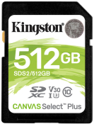 Карта пам'яті Kingston 512 GB SDXC Class 10 UHS-I U3 Canvas Select Plus SDS2/512GB Карта пам'яті Kingston 512 GB SDXC Class 10 UHS-I U3 Canvas Select Plus SDS2/512GB