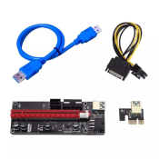Роз'єм PCI-E 1x to 16x 6pin, Molex, SATA, USB 3.0, AM-AM, 0.6м Роз'єм PCI-E 1x to 16x 6pin, Molex, SATA, USB 3.0, AM-AM, 0.6м